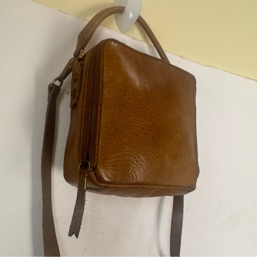 Madewell Leather Square Satchel Bag Shoulder Crossbody Zip Satchel Minimalist - Picture 10 of 16